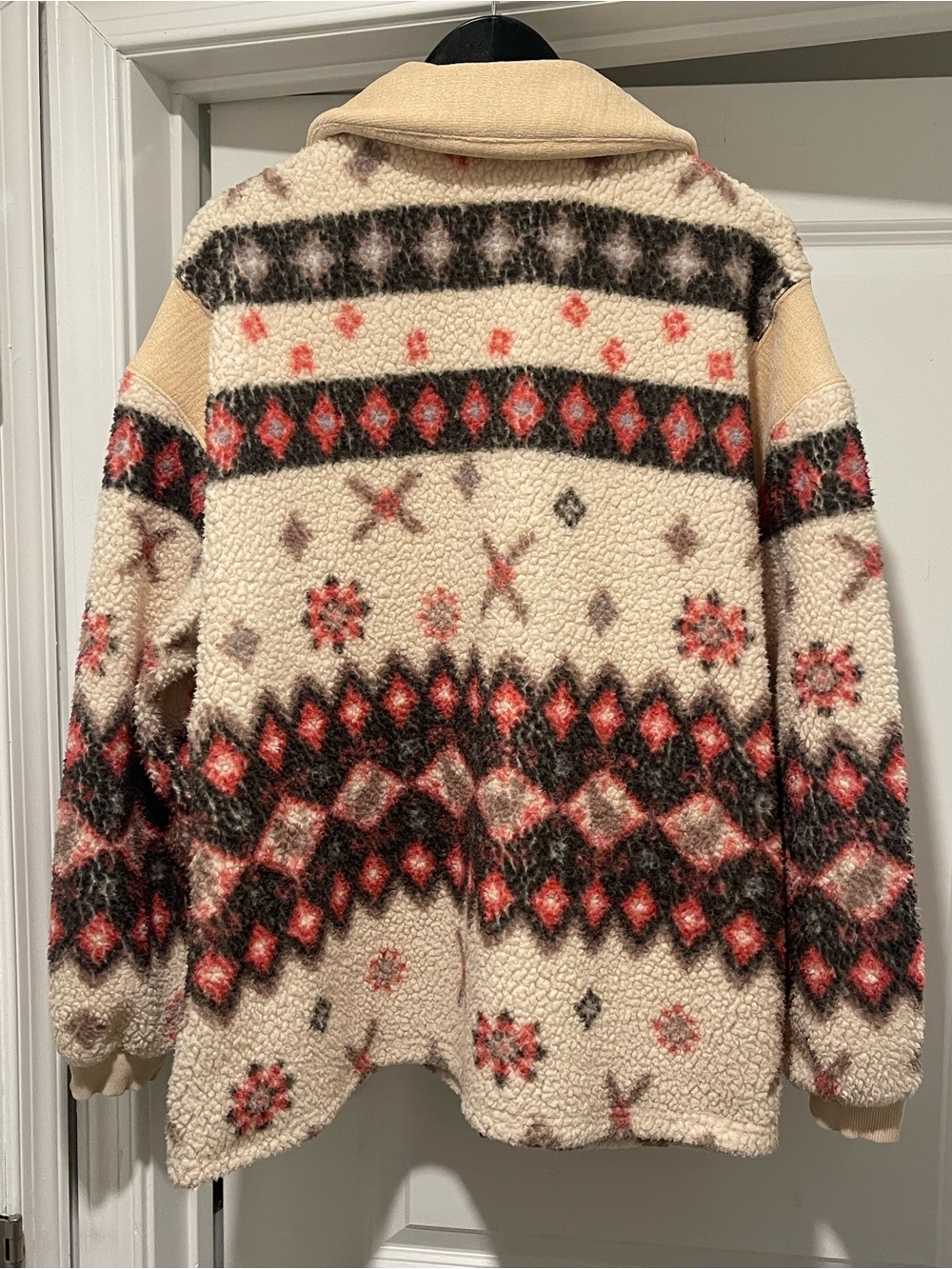 Free People Cats Meow Oversized Zip-Up Cardi Jacket Shortbread Combo Small - Picture 6 of 11
